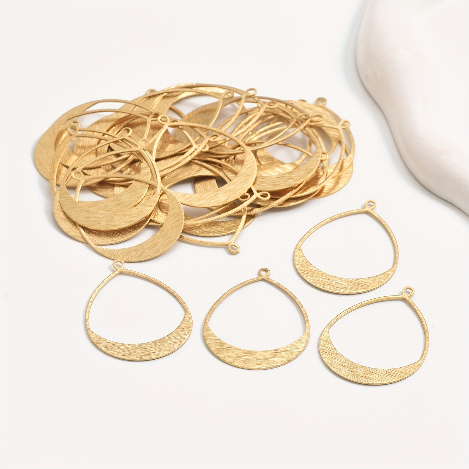 6pcs Brass Geometric Teardrop Earring Pendants